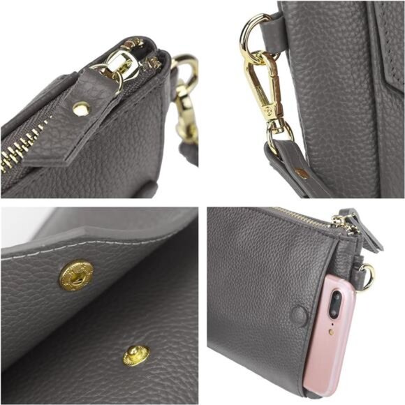 Women's Genuine Leather Wristlet Handbags Grey - Picture 4 of 6
